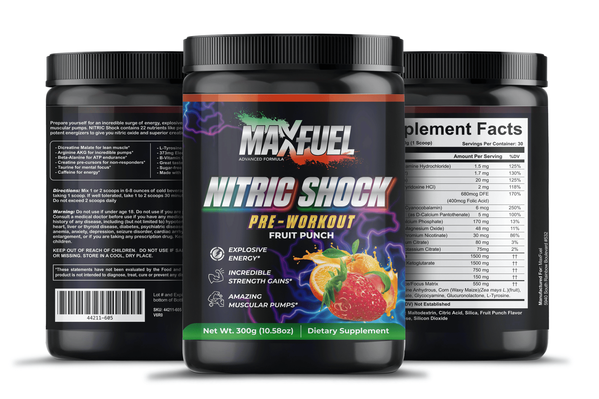 Nitric Shock Pre - Workout (Fruit Punch) - MaxFuel