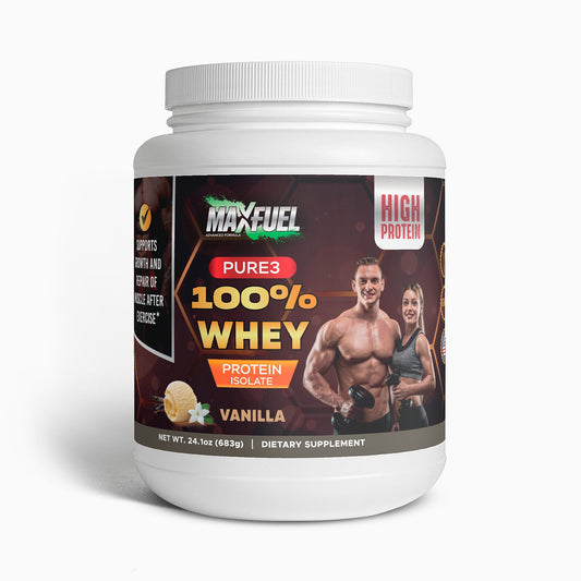 Pure3 100% Whey Protein Isolate (Vanilla) - MaxFuel