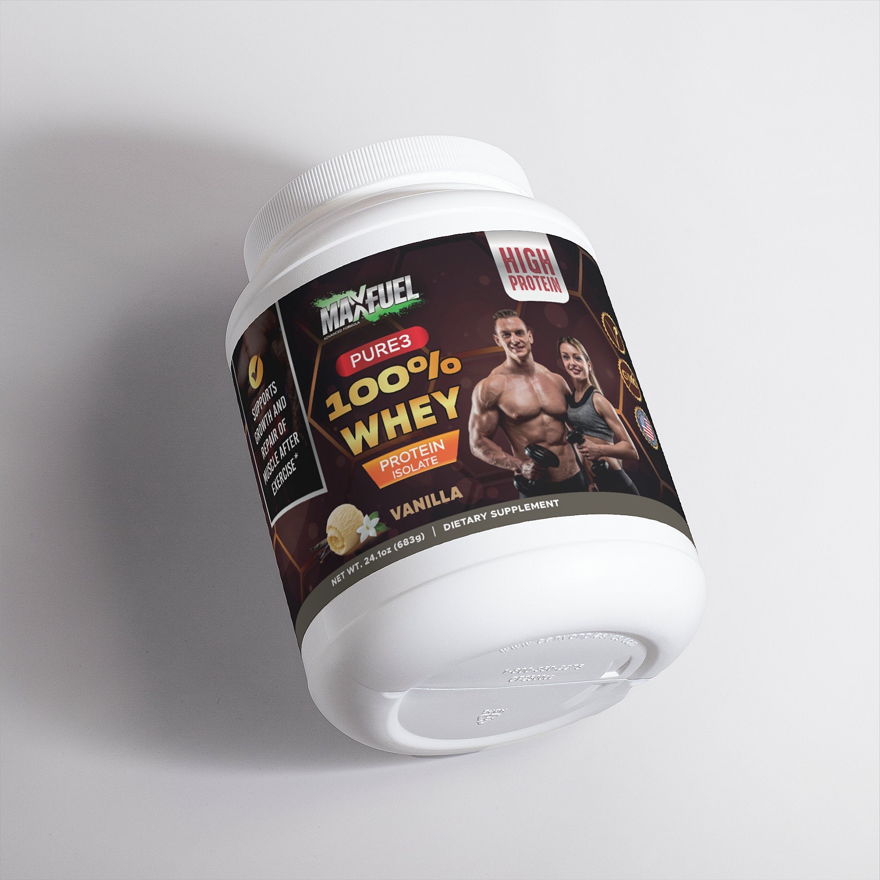 Pure3 100% Whey Protein Isolate (Vanilla) - MaxFuel